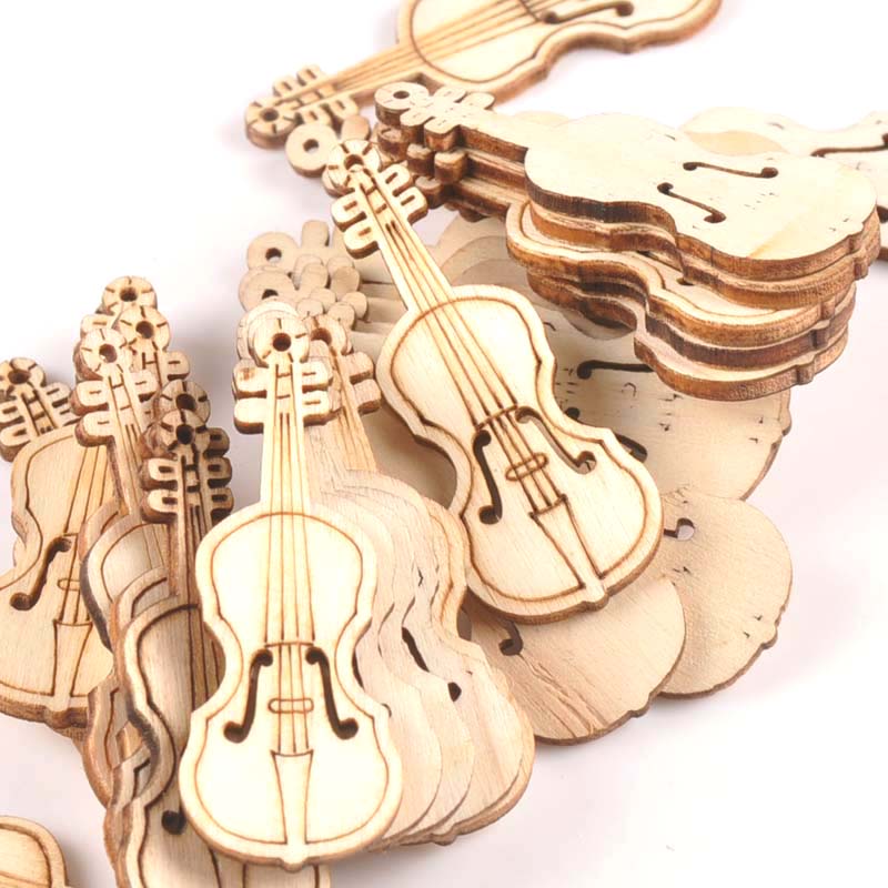 Musical Instrument Cello - 15Pcs 55x20mm Natrual Violin Wood Slices