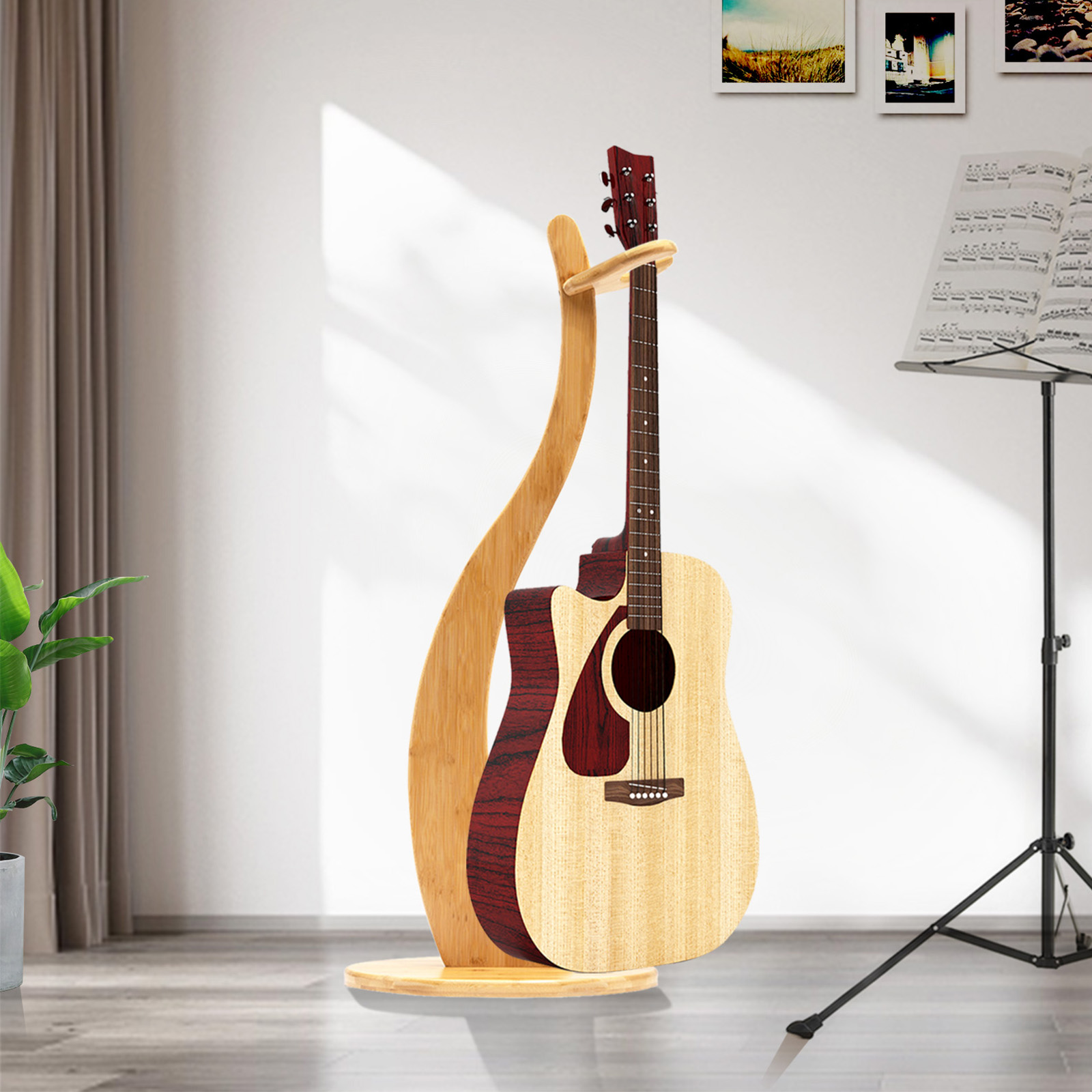 Musical Instrument Ukulele - Guitar Stand，103cm/40.55in Height Bamboo Guitar Stand