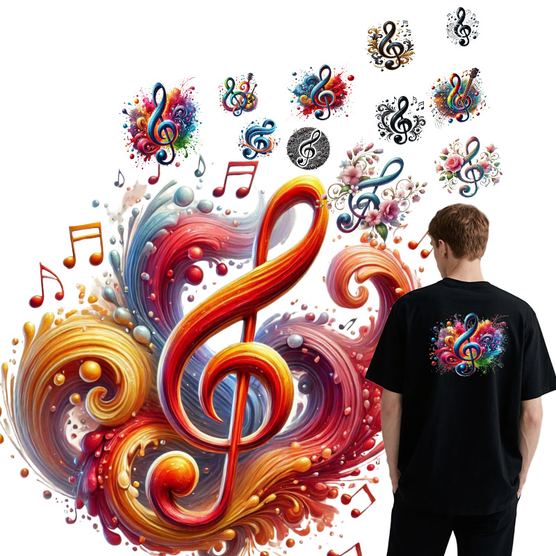 Musical Instrument Painting - Color music symbols heat transfer printing
