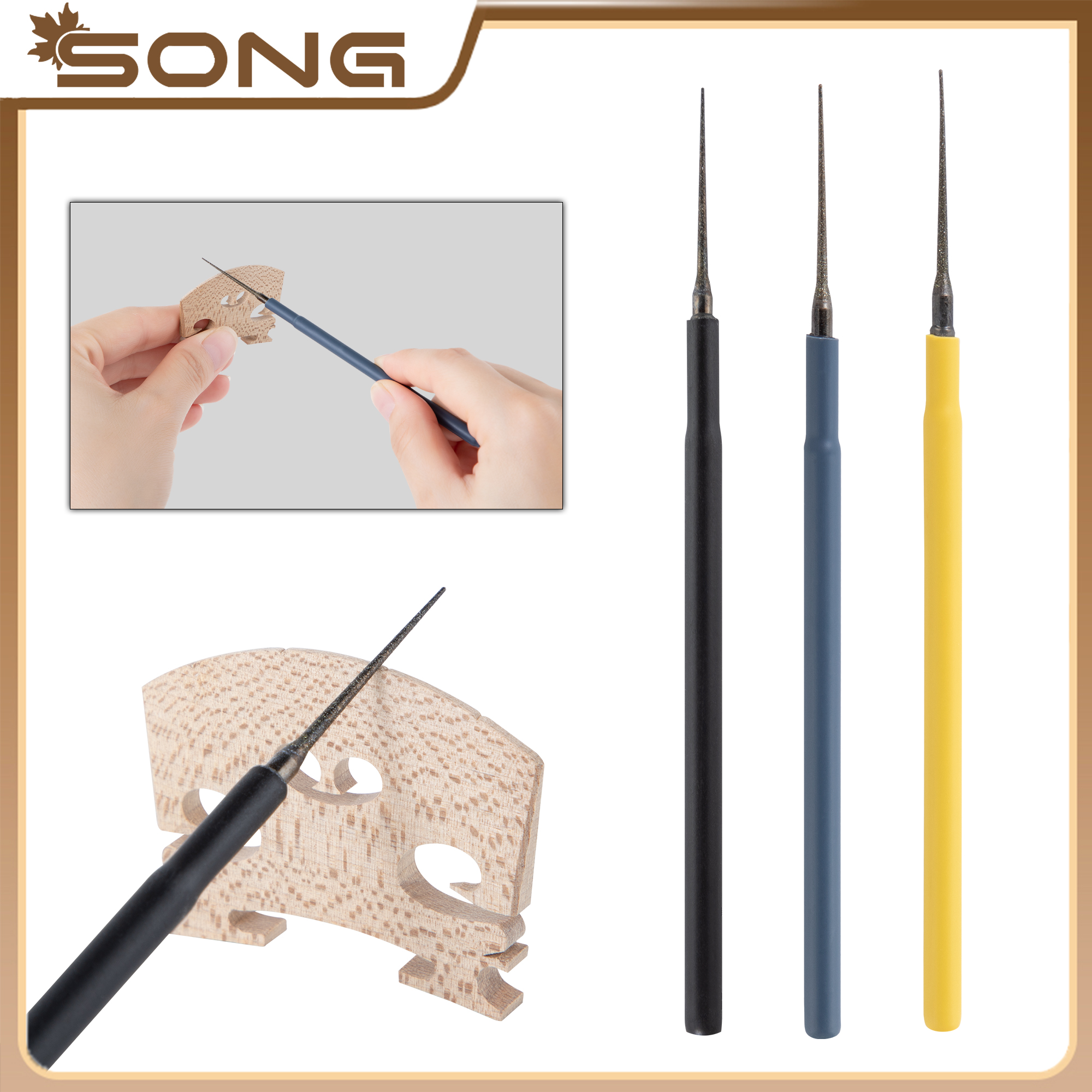 Musical Instrument Cello - Mini Violin Bridge Slotting Files 1/3pcs