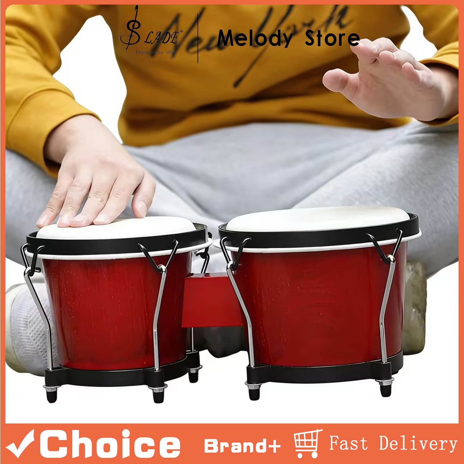 Musical Instrument African - SLADE African Bongo Drums Wooden Clear
