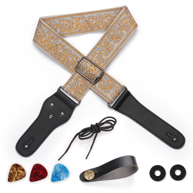 Acoustic Guitar Dreadnought - Pluggable Pick Embroidered Guitar Strap Jacquard