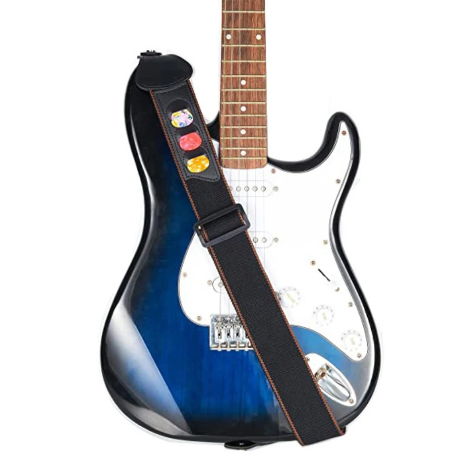 7Pcs/Set Guitar Strap Black PU - Musical Instrument Kit incelemesi ve fiyatı