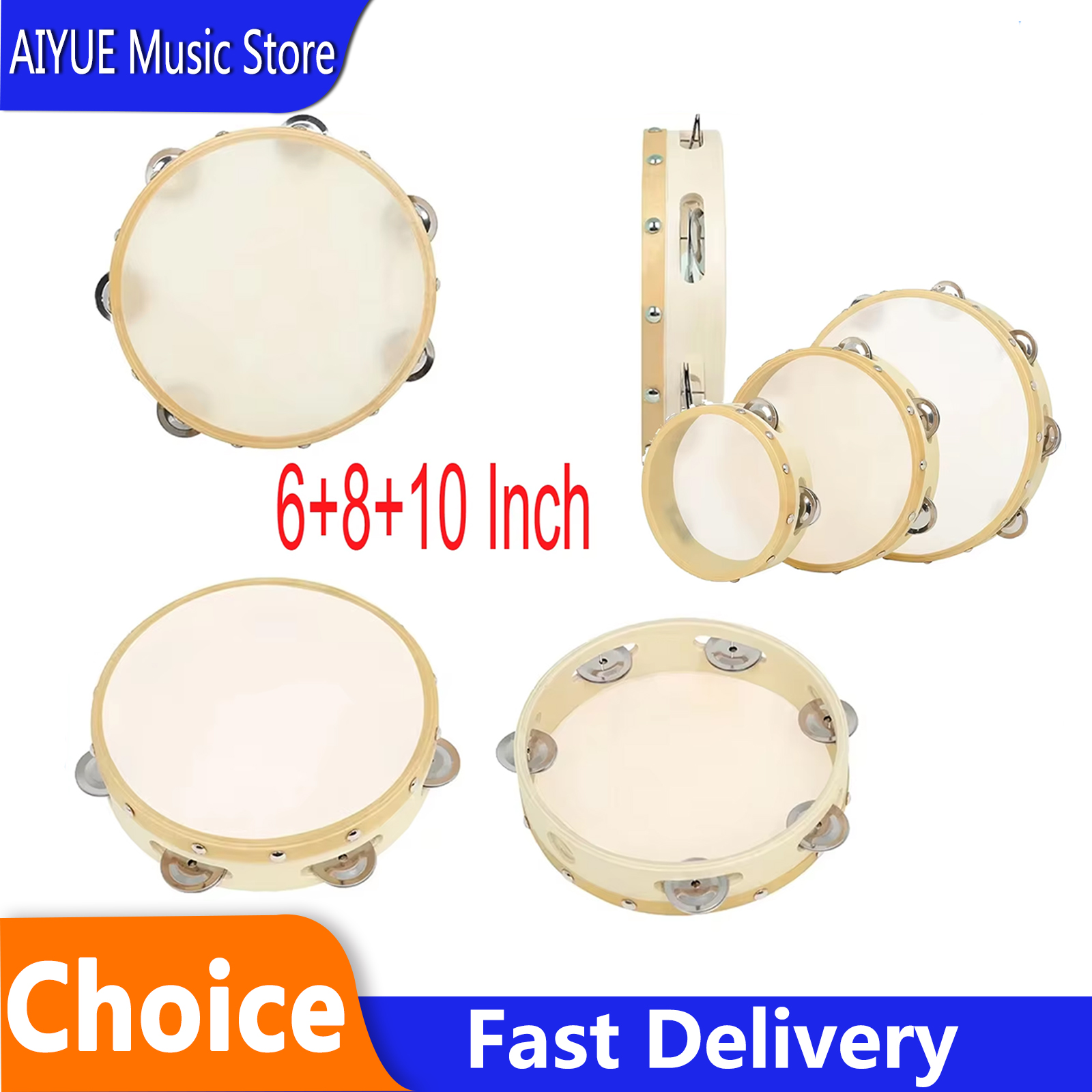 3Pcs/Set 6/8/10 Inches Cowhide - Tambourine Hand Drum incelemesi ve fiyatı