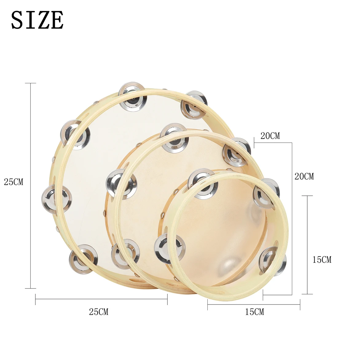 3Pcs/Set 6/8/10 Inches Cowhide - Tambourine Hand Drum incelemesi ve fiyatı
