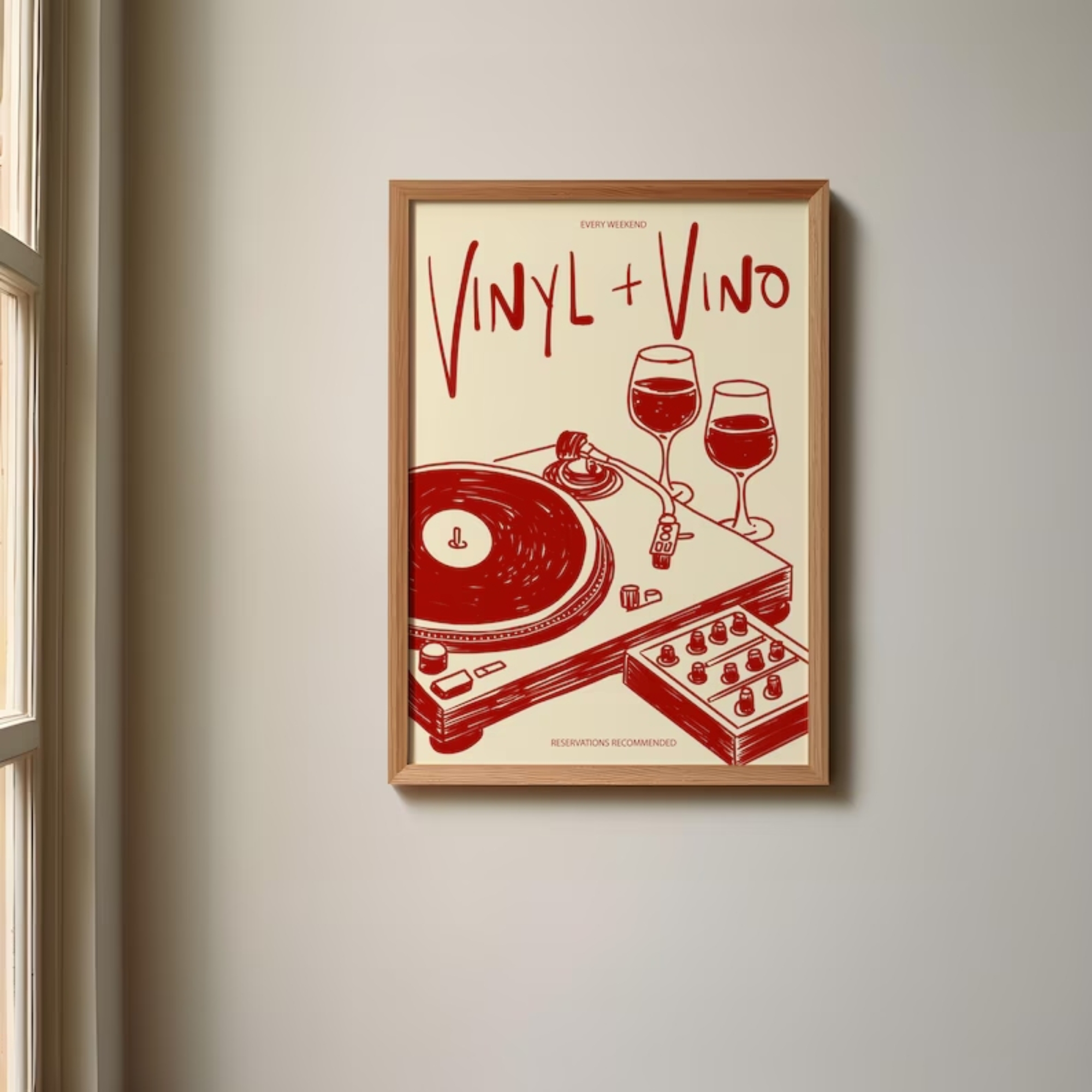 Vinyl & Vino Music Illustratio - Musical Instrument Painting incelemesi ve fiyatı
