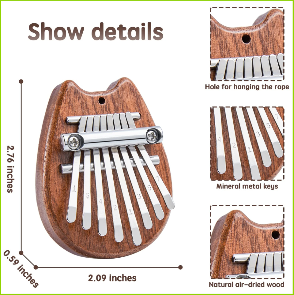 Mini Kalimba 8 Key Thumb Piano - Musical Instrument African incelemesi ve fiyatı